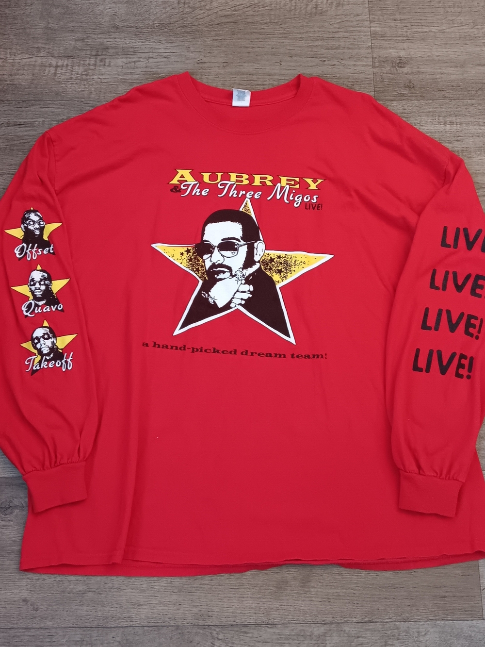 Drake Scorpion Tour Aubrey And The Three Migos 2018 Long Sleeve Tshirt Size XXXL